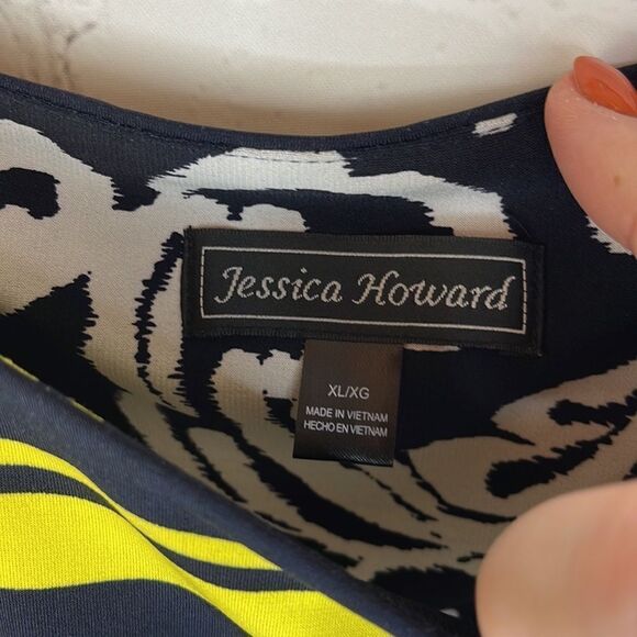 Jessica Howard Sleeveless Black and Yellow Patterned Dress Size XL - Picture 3 of 6